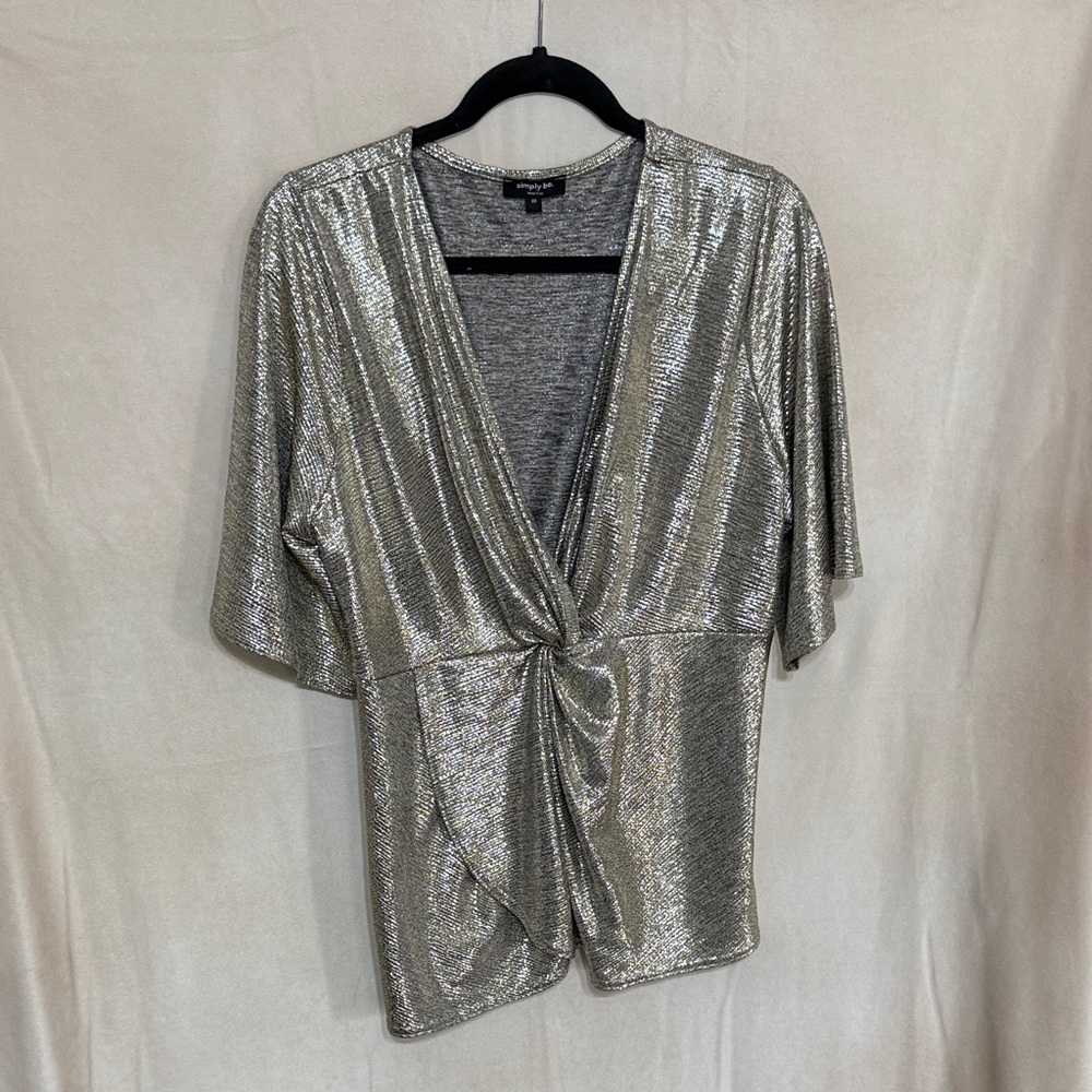 NWOT Simply Be Shimmering Gold Faux Wrap Blouse